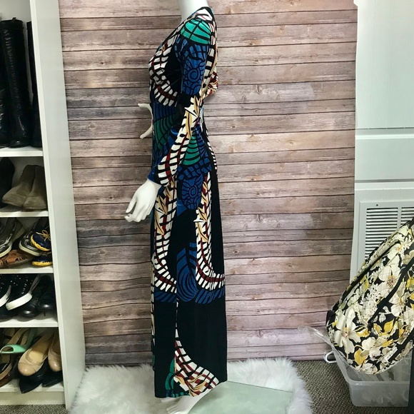 1 LEFT ** Velvet and Silk Print Gown - Picture 4 of 6